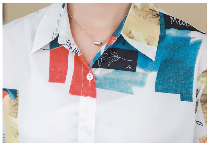 FANIECES 한국인 리뷰 많은 옷 قمصان وبلوزات camisas blusas mujer bluză pentru femei Cămașă din mătase cu imprimeu geometric Topuri ropa mujer juvenil6210