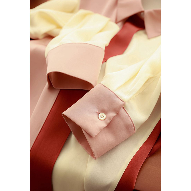 Proljeće Jesen Ženska elegantna modna patchwork košulja s gumbima Ženska široka ležerna bluza dugih rukava za sve vrste Ženska odjeća