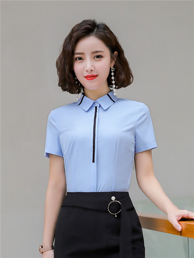 Cămăși cu mânecă lungă pentru femei Gri Albastru Stil coreean Birou Doamnelor Îmbrăcăminte de lucru Bluze elegante Topuri pentru femei Primăvară Toamnă Nou