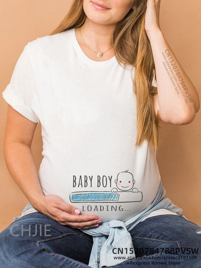 Funny Baby Loading Women Printed 2024 Tricou pentru gravidă Fată Maternitate mânecă scurtă Cămașă Anunț pentru sarcină Haine pentru mamă nouă