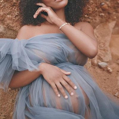 Skatieties seksīgas grūtnieču fotosesijas kleitas uz viena pleca grūtniecēm Fotografēšana Rekvizīti Kleitas Premama Vakara peldmētelis Tills