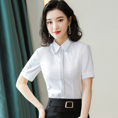 Mornarsko plava košulja kratkih rukava Ženska nova ljetna moda 2022. Temperamentne formalne bluze od šifona Uredske ženske radne majice