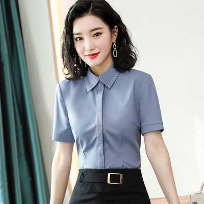 Mornarsko plava košulja kratkih rukava Ženska nova ljetna moda 2022. Temperamentne formalne bluze od šifona Uredske ženske radne majice
