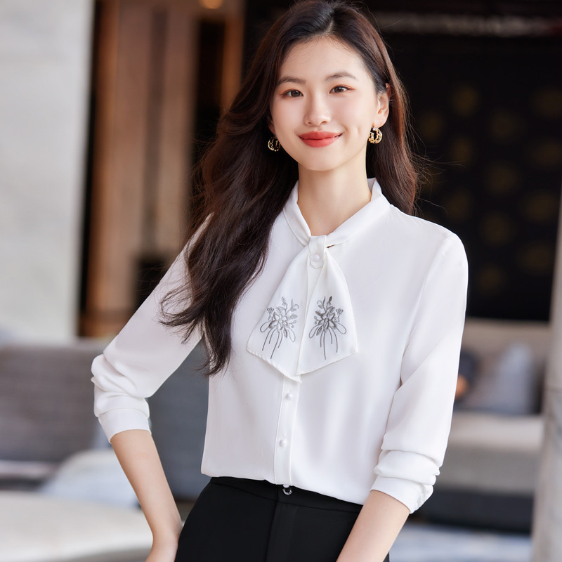 NAVIU tumesinine kikilips, naiste särk, uus 2023. aasta uus sügis, elegantne temperament, õhukesed pidulikud pluusid, valged naiste tööpinnad