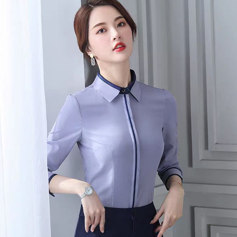 NAVIU Elegantne revääriga Spliced All Match Särk Naiste riided Kevadised Uued Suured, ametlikud Korea topsid Kontori naiste pluusid valged