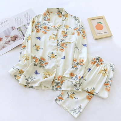 Proljeće/ljeto 2023. Nova ženska pidžama Gongsatin Pamuk Ženska pidžama Svila Viskozna vlakna Svila Glatka Vrhunska kućna dvodijelna