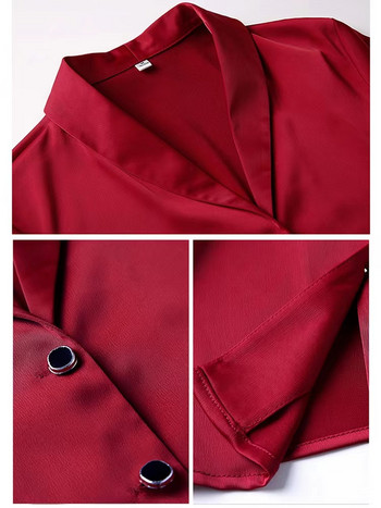 Червена риза с къс ръкав Дамска лятна тънка 2022 г. Нова с V-образно деколте Професионални официални шифонени бели блузи Офис дамски работни блузи