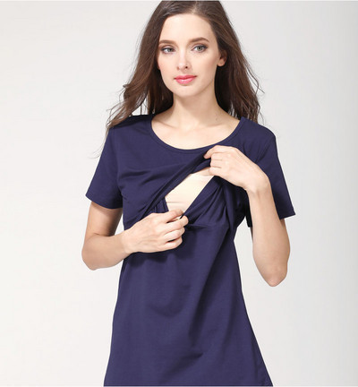 Emme imetamiskleit Raseduse topid Imetamisriided Lühikeste varrukatega puuvillasegu imetamissärk Imetamispluus Suur suurus S-XXL