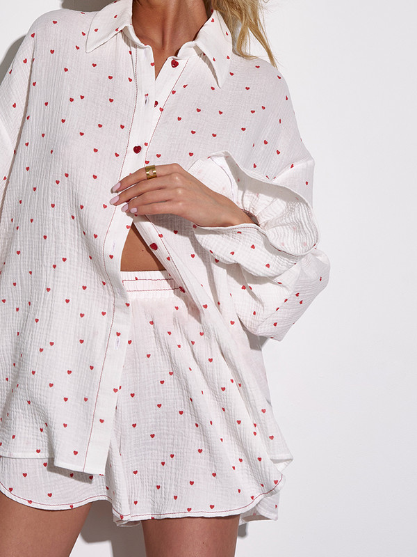 Dámske pyžamo s dlhým rukávom a potlačou bavlny Hiloc, sexy, s potlačou okvetných lístkov, rozparkom a nočným prádlom 2024, ležérne jesenné ležérne oblečenie na spanie