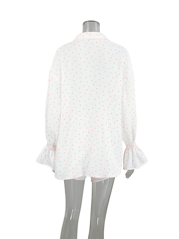 Dámske pyžamo s dlhým rukávom a potlačou bavlny Hiloc, sexy, s potlačou okvetných lístkov, rozparkom a nočným prádlom 2024, ležérne jesenné ležérne oblečenie na spanie