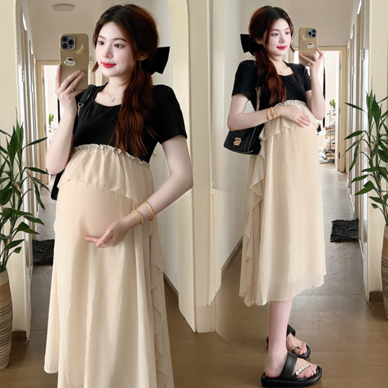 Vabaaja kleit Raseduse fotosessioonikleit Lühikeste varrukatega vestidos Suvised Raseduskleidid Moerõivad Rasedatele 2024