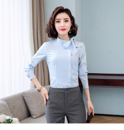 IZICFLY jauns stils, vasaras rudens mode, svinīgs sieviešu krekls, sieviešu topi, tievi, eleganti biroja stendi, bante, sarkana blūze, darba apģērbs