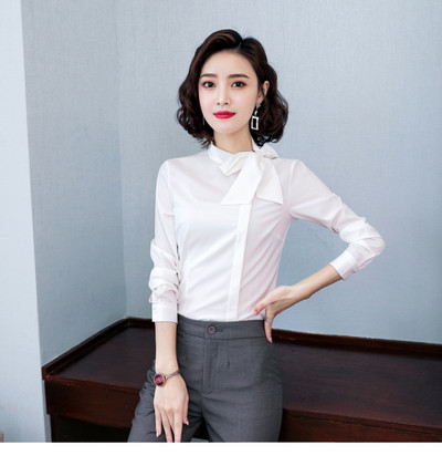 IZICFLY jauns stils, vasaras rudens mode, svinīgs sieviešu krekls, sieviešu topi, tievi, eleganti biroja stendi, bante, sarkana blūze, darba apģērbs