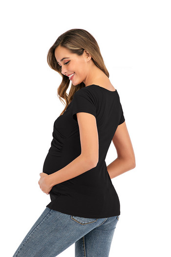 Тениска за бременни, кърмачки, горнища, тениска за кърмене с къс ръкав за бременни жени, кърмене, бременни дрехи, голям размер