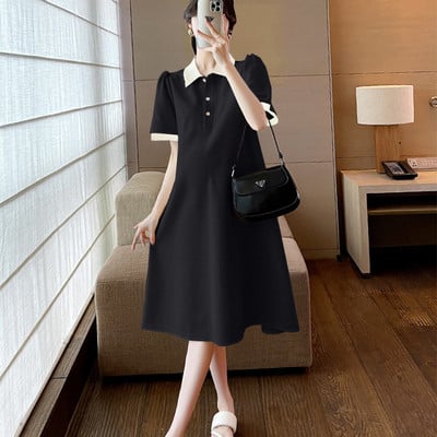 Toamnă, modă coreeană, rochie lungă de maternitate, elegantă, cu volan, decolteu O, haine pentru femei însărcinate, îmbrăcăminte de sarcină