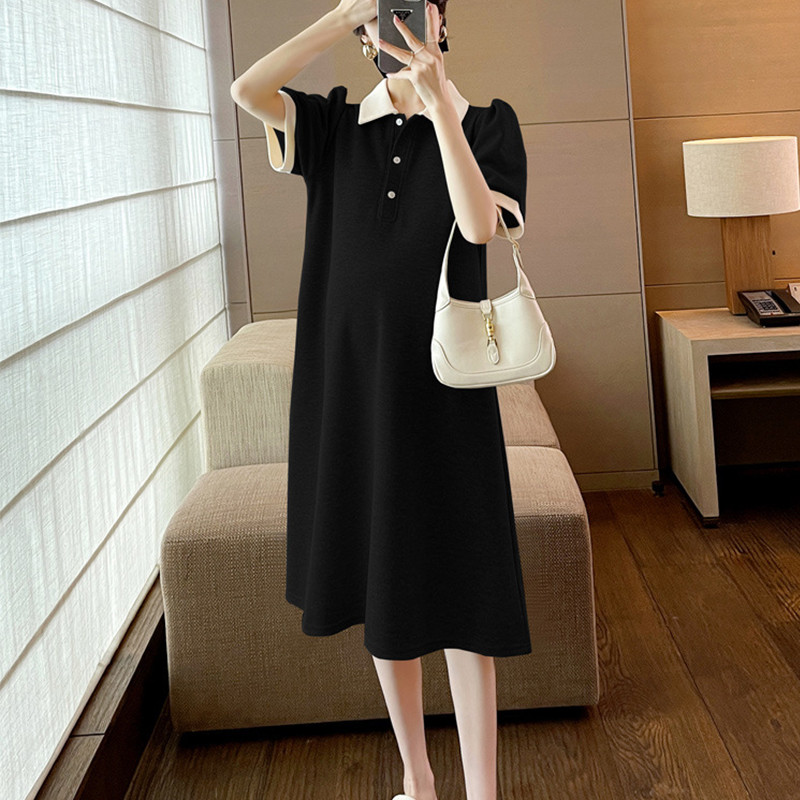 Toamnă, modă coreeană, rochie lungă de maternitate, elegantă, cu volan, decolteu O, haine pentru femei însărcinate, îmbrăcăminte de sarcină