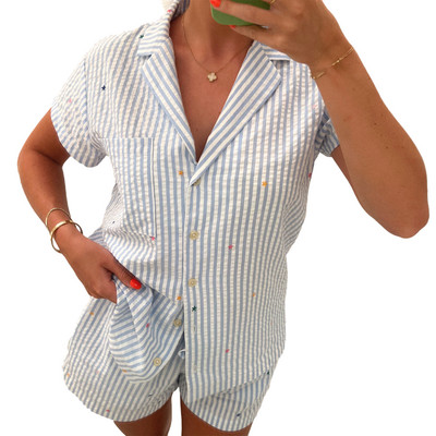 Jauki sieviešu pidžamu komplekti ar puķu sirsniņu, truša pidžamu, īsu, brīvu atpūtas apģērbu, naktsveļa, divdaļīgu apģērbu