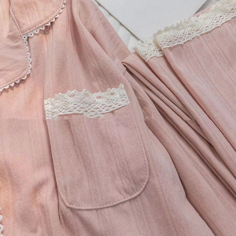 Seturi de pijamale roz femei din dantelă dulce școlărițe îmbrăcăminte de noapte în stil coreean toamnă simplu confortabil acasă îmbrăcăminte de noapte pentru tineret