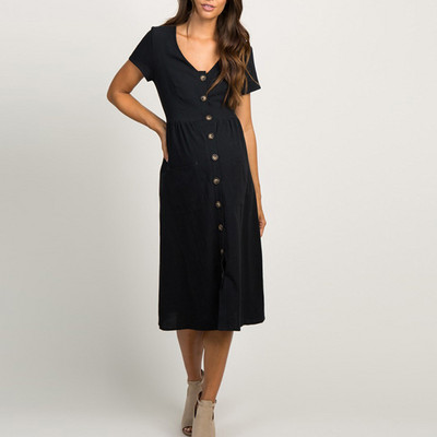 Odjeća za trudnice 2022. Proljeće ljeto Trudnice Ležerna seksi haljina s V izrezom 3/4 rukava Jednobojne haljine A-kroja Vestidos Plus Veličina