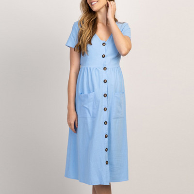 Odjeća za trudnice 2022. Proljeće ljeto Trudnice Ležerna seksi haljina s V izrezom 3/4 rukava Jednobojne haljine A-kroja Vestidos Plus Veličina