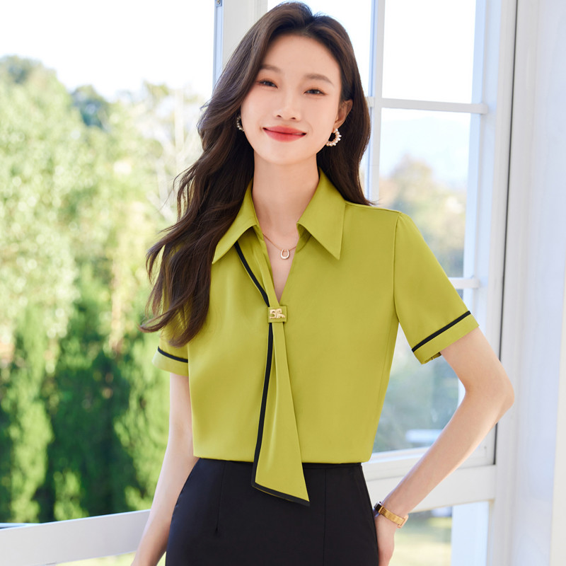 NAVIU Satiin naiste särgid V-kaelusega lühikeste varrukatega särk 2024 Uus Famale Moe lahtised topid Šifoon suvised soliidsed naiste topid valged