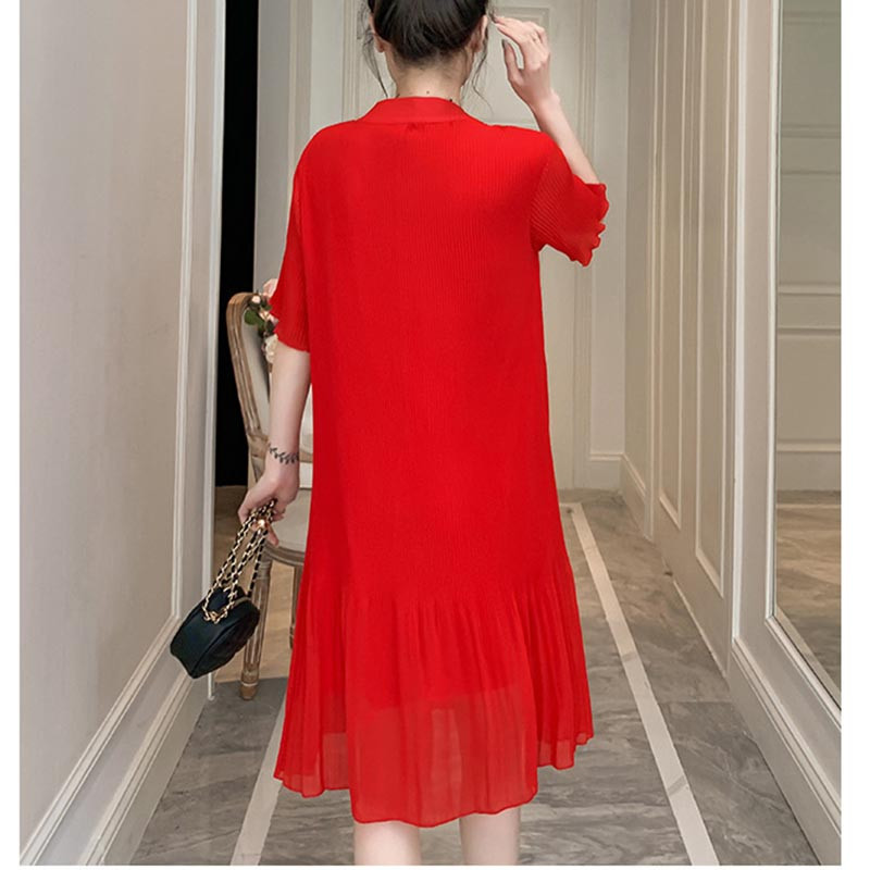 Haine de vară de maternitate Guler bloc Guler cu papillon Femei însărcinate Cămăși plisate Sarcină Bluze din șifon Rochie de maternitate