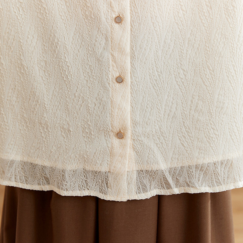 Elegantne volangidega kaelarihm naiste pluus Lihtne korea moodne pikkade varrukatega kontorisärgid, kevad-sügis naiste topp ja pluusid