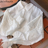 Moodne Blusas Mujer De Moda 2023 šikk pluus, õõnsad laternad, varrukad, vintage särgid, lahtised elegantsed Korea pluusid, naiste topid
