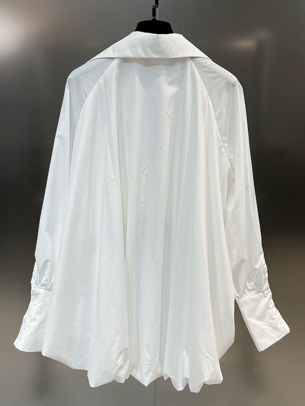 DEAT pufīgi dizaineru krekli Atloks Sikspārnis ar garām piedurknēm īss priekšpuse, gara aizmugure elastīgs brīvs krekls 2023. gada rudens jauns sieviešu 11X1053