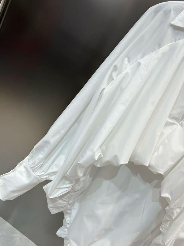 DEAT pufīgi dizaineru krekli Atloks Sikspārnis ar garām piedurknēm īss priekšpuse, gara aizmugure elastīgs brīvs krekls 2023. gada rudens jauns sieviešu 11X1053