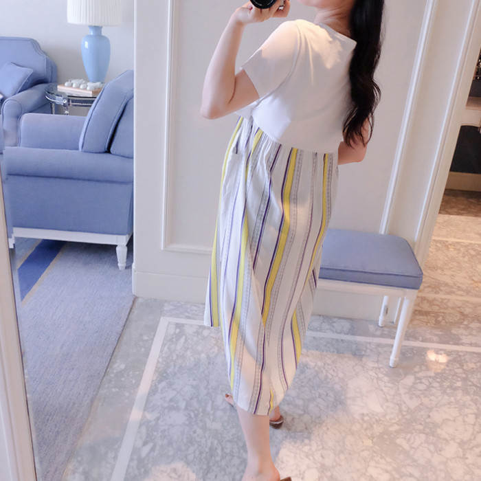 Māsu kleita Brīva pavasara vasaras Grūtnieču drēbes Īsās piedurkņu kleitas Apburošas grūtniecēm Eleganta grūtniecība