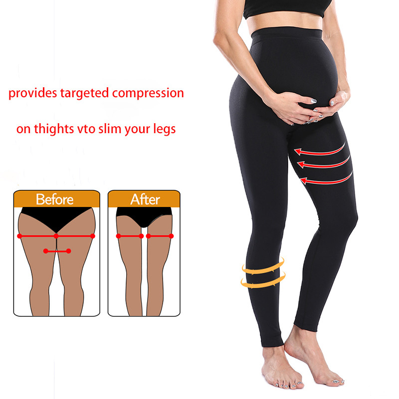 Elastsed kõrge vöökohaga rasedate säärised, kõhnad rasedatele, kõhtu toetavad sünnitusjärgsed leggins Body Shaper Fitness püksid