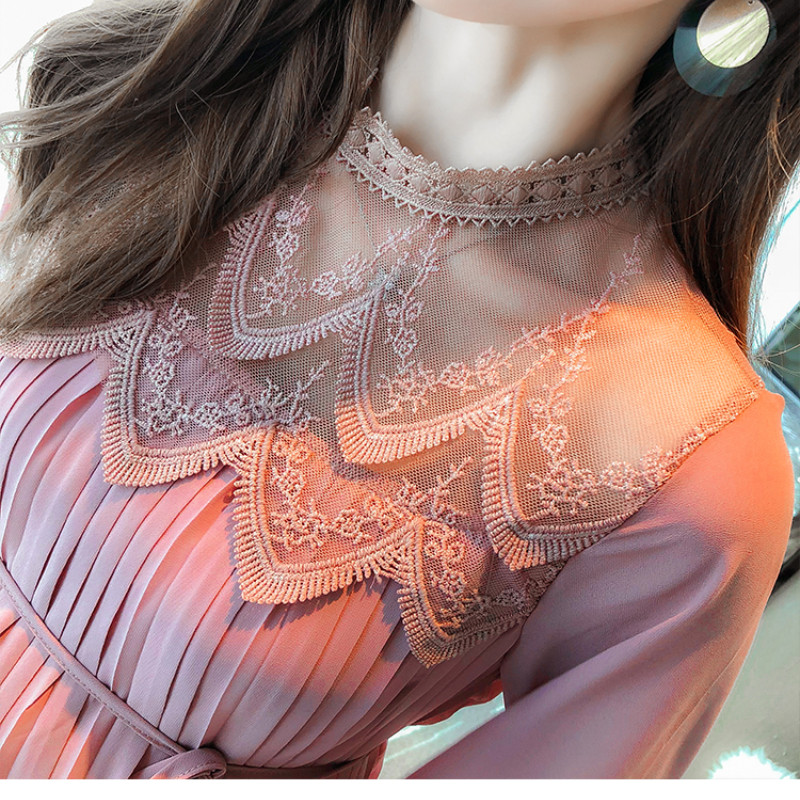 Šifona kleitas Grūtnieču apģērbi grūtniecēm ar garām piedurknēm kroku kleitas grūtniecēm Grūtnieču kleita pavasara jaunums