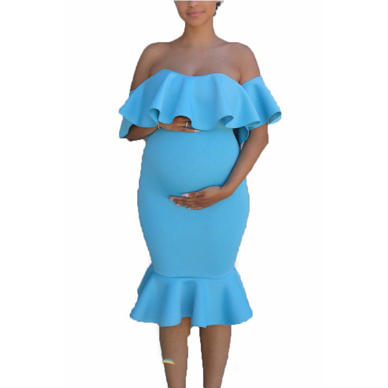 2023 haine de dama rochii de sarcina seara cu volane solide de pe umeri rochie de maternitate fotografie imbracaminte de vara
