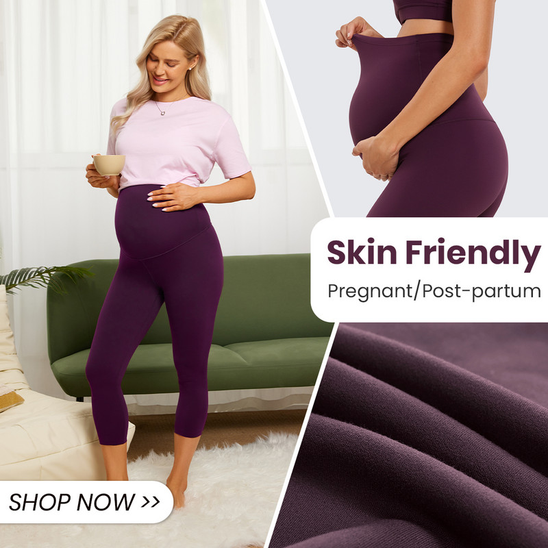 CRZ YOGA Womens Butterluxe Raseduse Kaprise säärised 21" – Crop Pants over the Belly Treening Active Yoga Rasedus Pehme