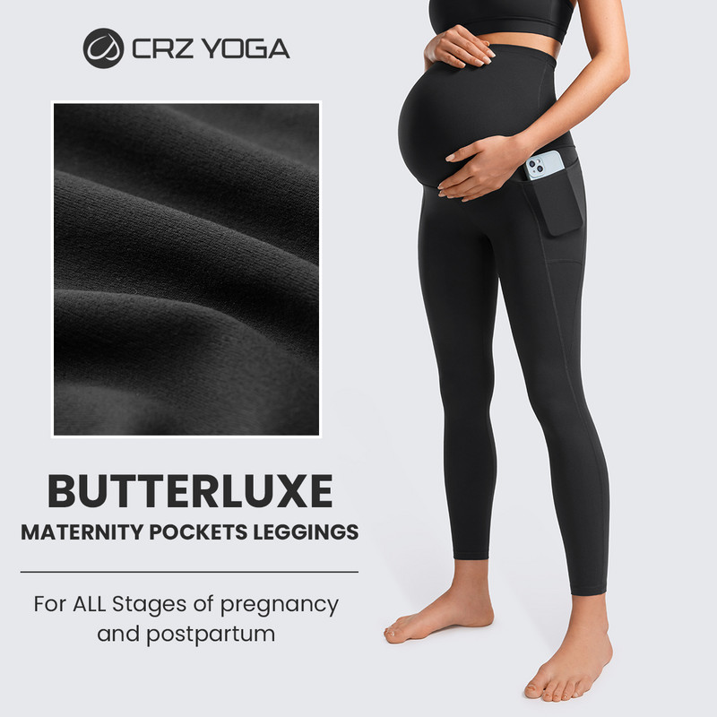 Naiste 25-tollised taskutega Butterluxe rasedad säärised – Treeningu Activewear Jooga Raseduspüksid üle kõhu, Butterluxe, pehmed