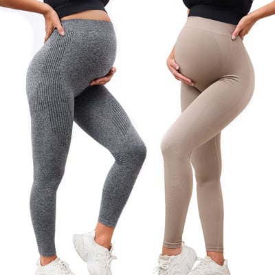 Rugalmas, magas derekú kismama leggings, vékony terhes nőknek, hastámasz szülés utáni leggins Body Shaper fitnesz nadrág