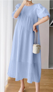 2024. gada vasara ar Habla burbuļa piedurknēm, aizmugure Bowknot Princeses kleita Salda grūtnieces kleita Grūtnieču kleita ar kroku un oderi. Jauka