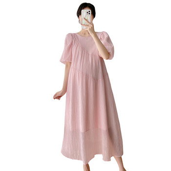 2024 Лято Hubble-bubble Sleeve Backnot Princess Dress Сладка рокля за бременни жени Плисирана рокля за бременни с подплата Сладка