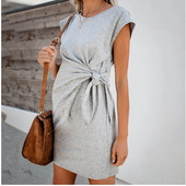 2020. Popularna haljina za trudnice čiste boje koja se veže u struku, mekana i udobna haljina za trudnice Vestidos Gestante od pamuka