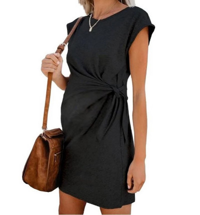 2020. Popularna haljina za trudnice čiste boje koja se veže u struku, mekana i udobna haljina za trudnice Vestidos Gestante od pamuka