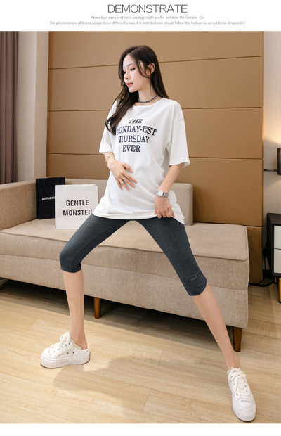 Suvine Rasedus Belly Capris reguleeritava vöökohaga rasedate empireeritud puuvillased püksid põlvedeni kitsad rasedad püksid