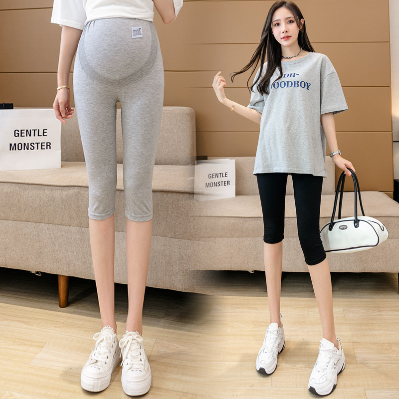 Suvine Rasedus Belly Capris reguleeritava vöökohaga rasedate empireeritud puuvillased püksid põlvedeni kitsad rasedad püksid