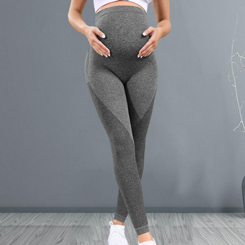 Παντελόνι γιόγκα εγκυμοσύνης ψηλόμεσο κολάν εγκυμοσύνης με στήριγμα κοιλιάς για αδύνατο πλεκτό σώμα για έγκυες για άνετο