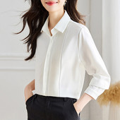 Office Lady Solid Faench Fashion Navită Cămașă din șifon Primăvară mânecă lungă în dungi Bluze elegante largi Top feminin