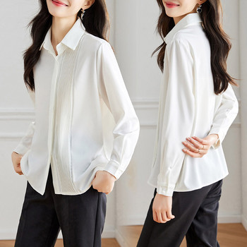 Office Lady Solid Faench Fashion Commuting σιφόν πουκάμισο με μακρυμάνικο άνοιξη ριγέ Κομψές φαρδιά μπλούζες Γυναικεία μπλούζα