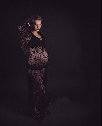 2023 реквизит за снимки на бременни макси Бременни дрехи Дантелена рокля за бременни Елегантна лятна рокля за бременни за снимане на снимки S-4XL