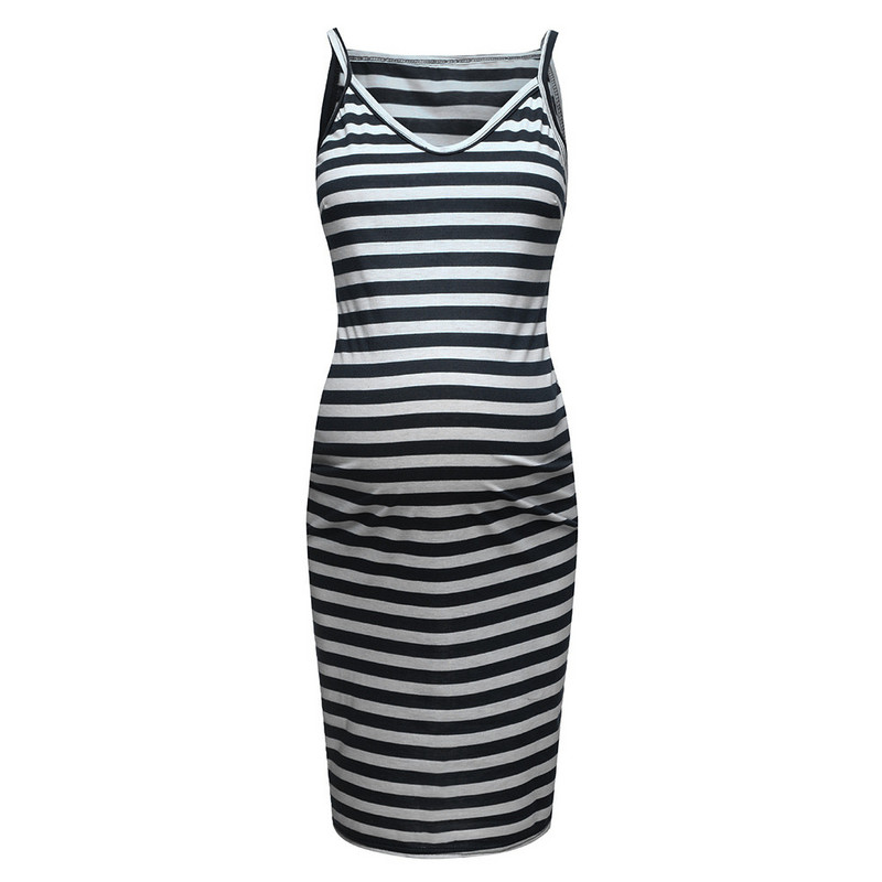 Bezpiedurkņu svītraina Mātes gara kleita Vasaras Grūtnieču Bezpiedurknēm Svītraina Apdruka Zīdīšanas Sundress Grūtniecības Kleita Vestidos