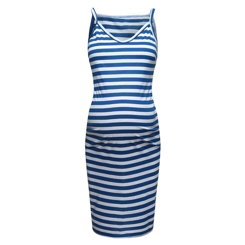 Bezpiedurkņu svītraina Mātes gara kleita Vasaras Grūtnieču Bezpiedurknēm Svītraina Apdruka Zīdīšanas Sundress Grūtniecības Kleita Vestidos