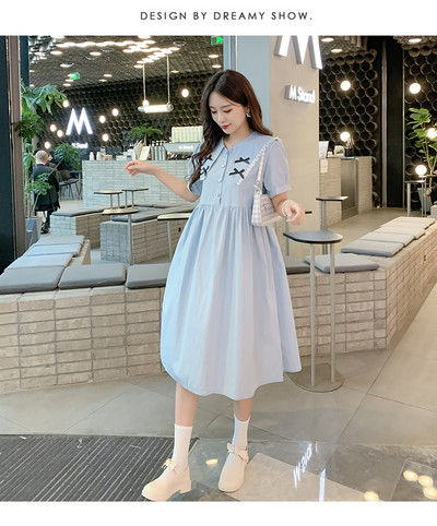 Rochie de vară de maternitate pentru alăptare, cu mâneci scurte, guler răsturnat, femeie însărcinată, rochie care alăptează, cu nasturi, lactație postpartum